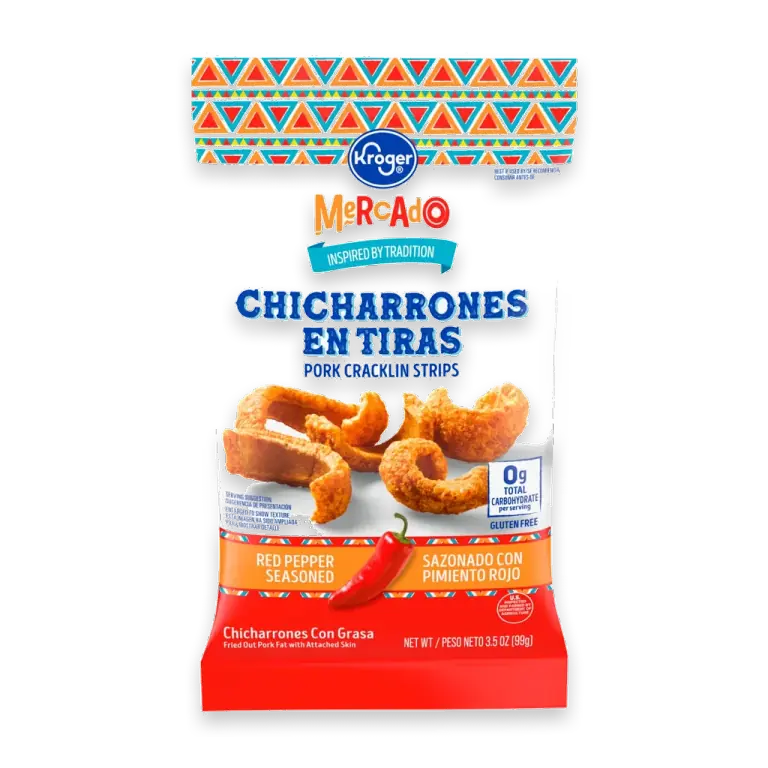 Mercado Red Pepper Seasoned Pork Cracklin Strips 3.5 oz