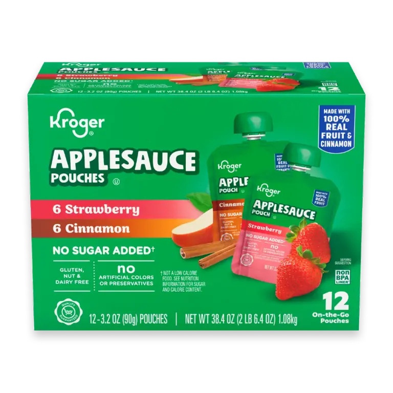 No Sugar Added Assorted Strawberry and Cinnamon Applesauce Pouches