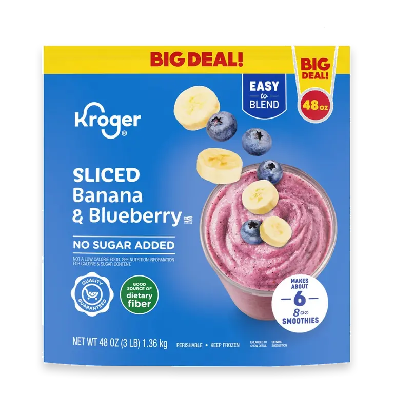 No Sugar Added Sliced Banana and Blueberry Smoothie BIG DEAL!