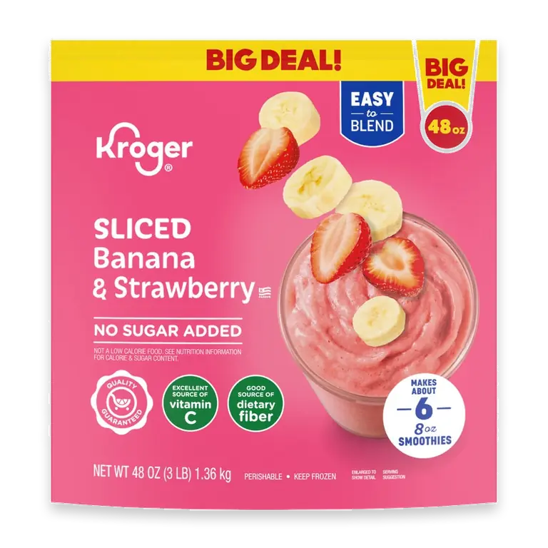 No Sugar Added Sliced Banana and Strawberry Smoothie BIG DEAL!