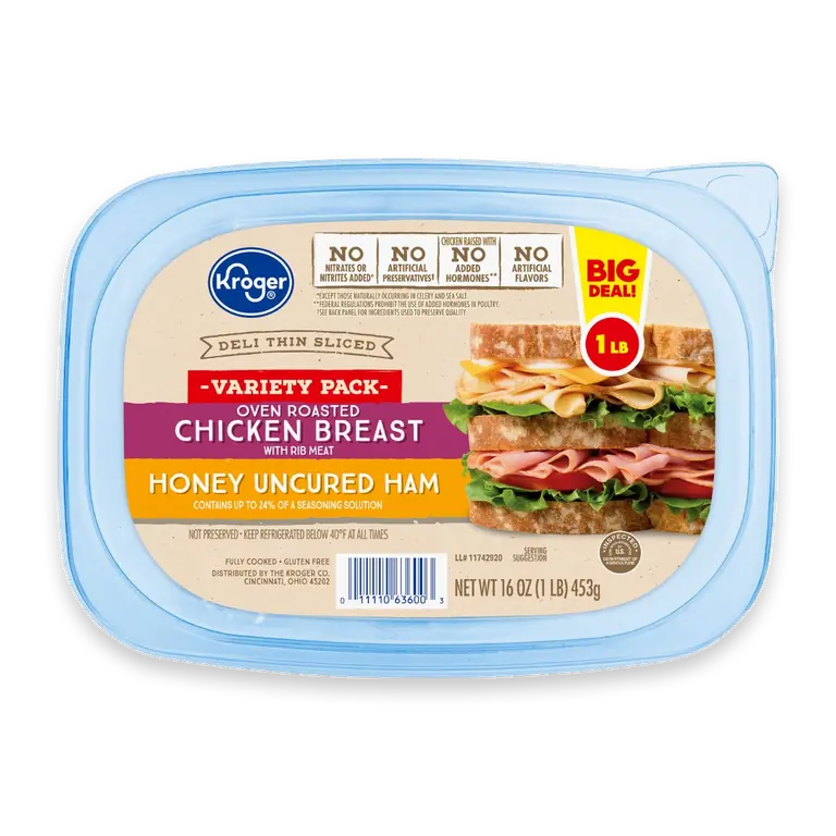 Oven Roasted Chicken Breast and Uncured Honey Ham Variety Pack Deli Thin Sliced BIG DEAL!