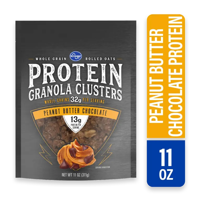 Peanut Butter Chocolate Protein Granola Cereal Clusters