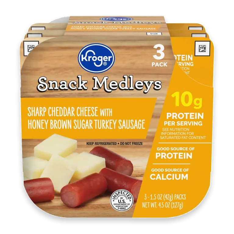 Sharp Cheddar with Honey Brown Sugar Turkey Sausage Snack Kit