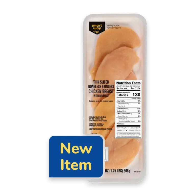 Smart Way Boneless Skinless Uncooked Chicken Breast With Rib Meat Thin-Sliced