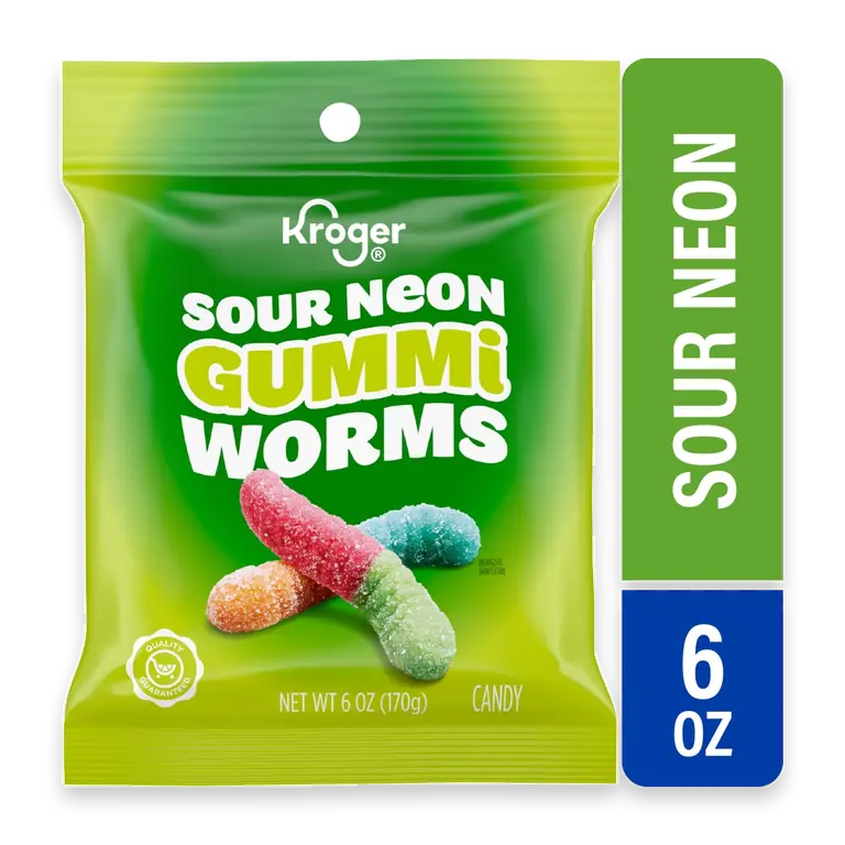 Sour Neon Gummi Worms Candy Bag