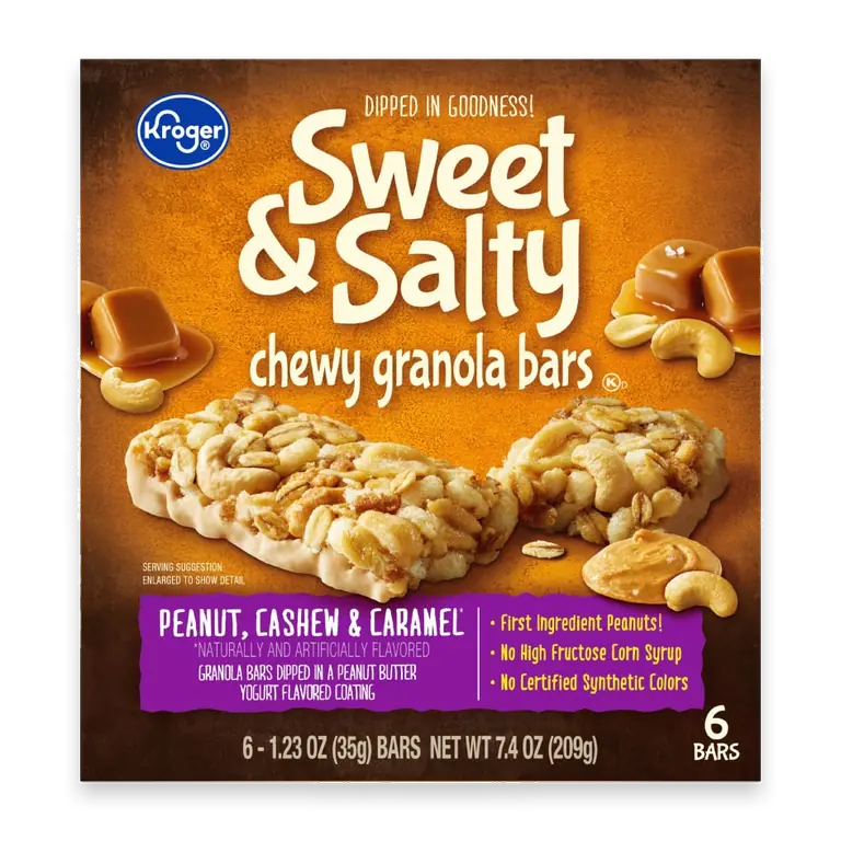 Sweet and Salty Peanut Cashew and Caramel Chewy Granola Bars