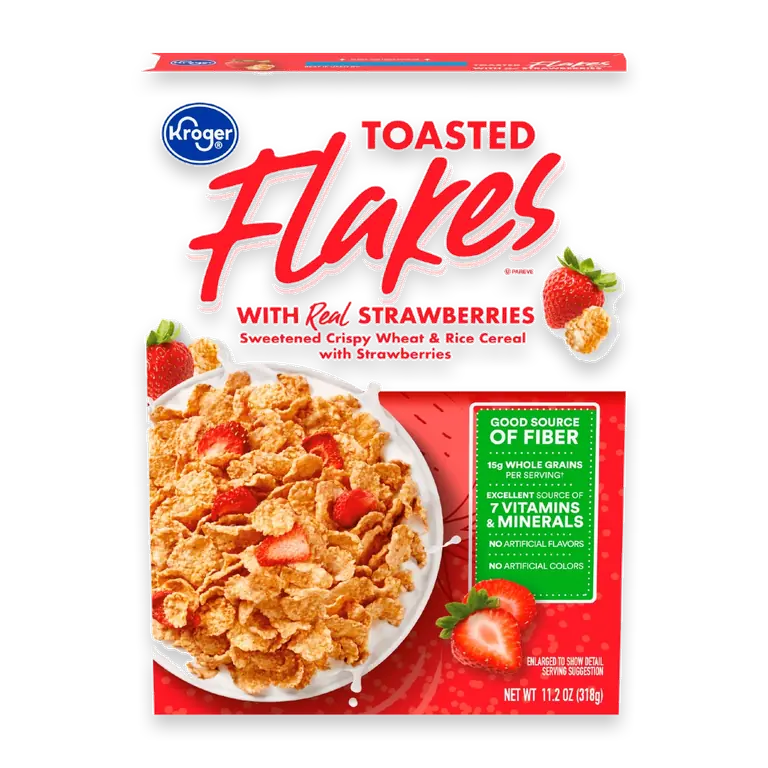 Toasted Flakes Cereal with Real Strawberries
