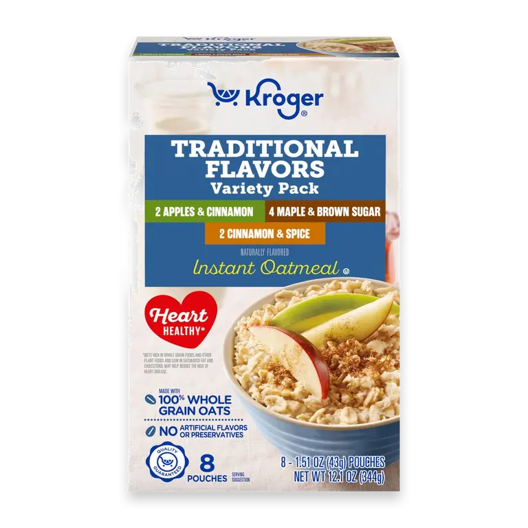 TRADITIONAL FLAVOR VARIETY PACK NATURALLY FLAVORED INSTANT OATMEAL 8 PK - KROGER - 12.1 OZ