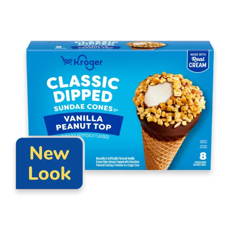 Vanilla Peanut Top Frozen Dairy Dessert Sundae Cones