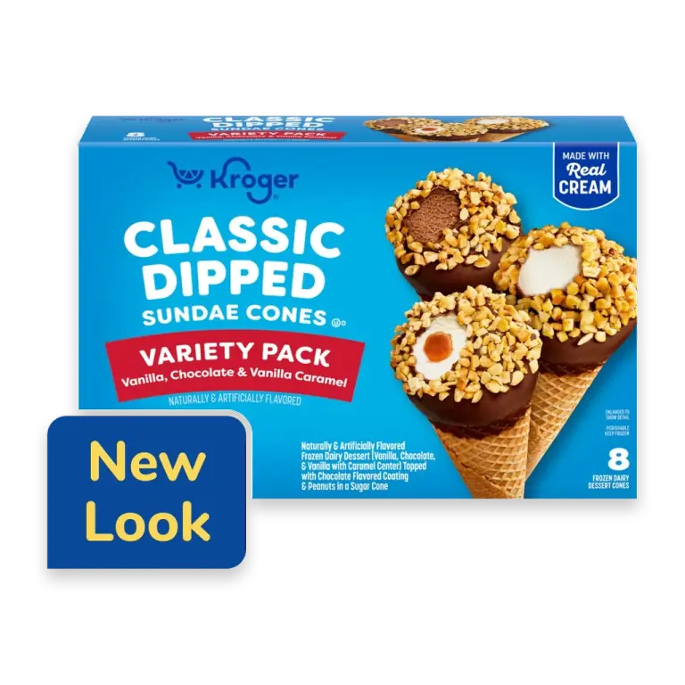 Variety Pack Vanilla, Chocolate, Vanilla Caramel Sundae Cones