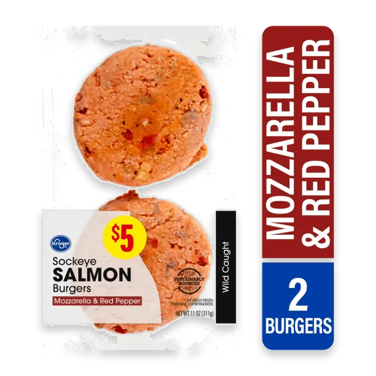 Wild Caught Mozzarella and Red Pepper Sockeye Salmon Burgers