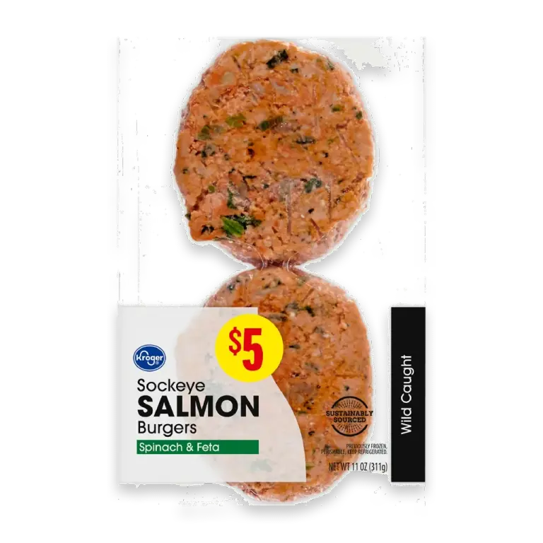 Wild Caught Sockeye Salmon Burgers Spinach and Feta