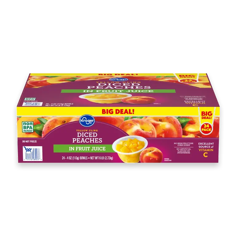 Yellow Cling Diced Peach Cups in 100% Juice BIG DEAL!