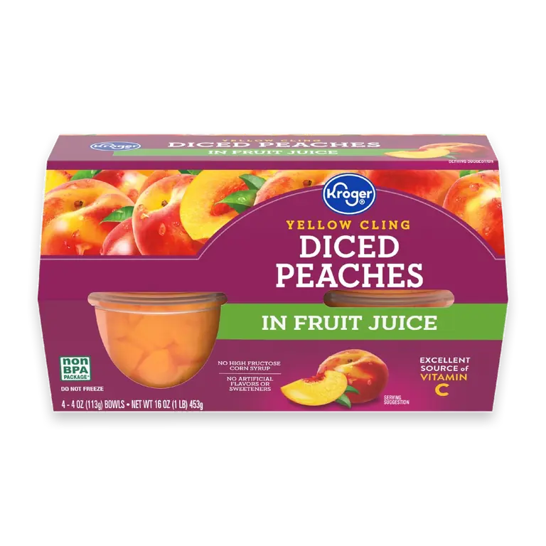 Yellow Cling Diced Peach Cups in 100% Juice