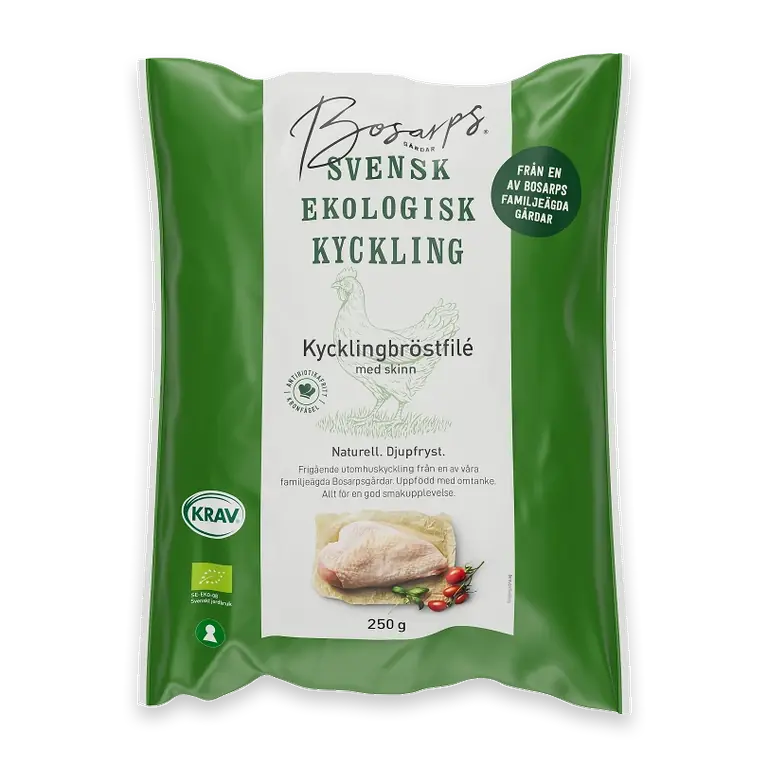Kycklingbröstfilé med skinn Fryst Ekologisk 250g