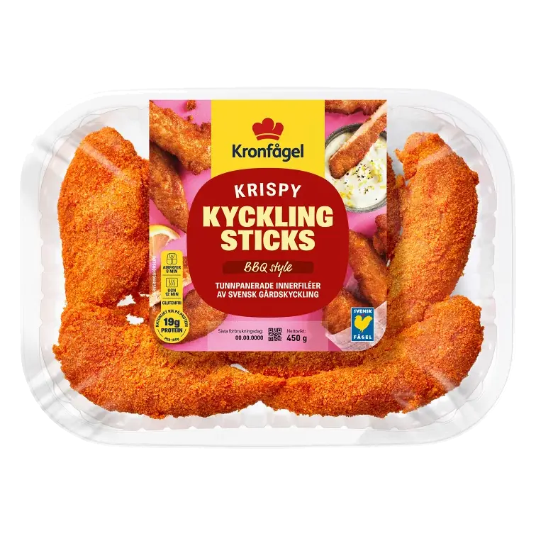 Kyckling Sticks Färska Krispy BBQ av innerfilé 450g