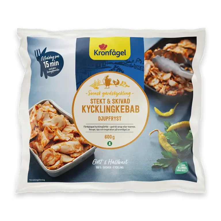 Kycklingkebab Stekt & skivad Fryst 600g