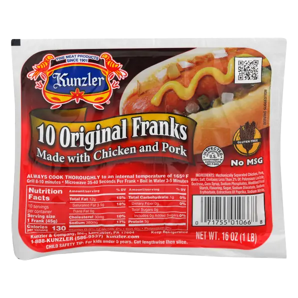 Original Chicken & Pork Franks - 10 ct