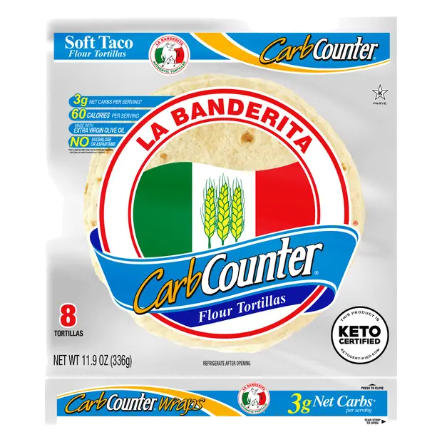 Carb Counter Keto Soft Taco Flour Tortillas 8 Inch - 8 ct
