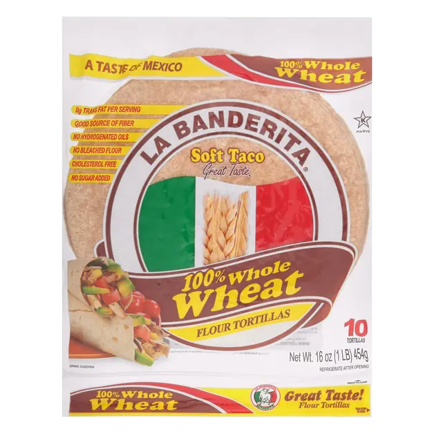 Soft Taco 100% Whole Wheat Flour Tortillas 8 Inch - 10 ct