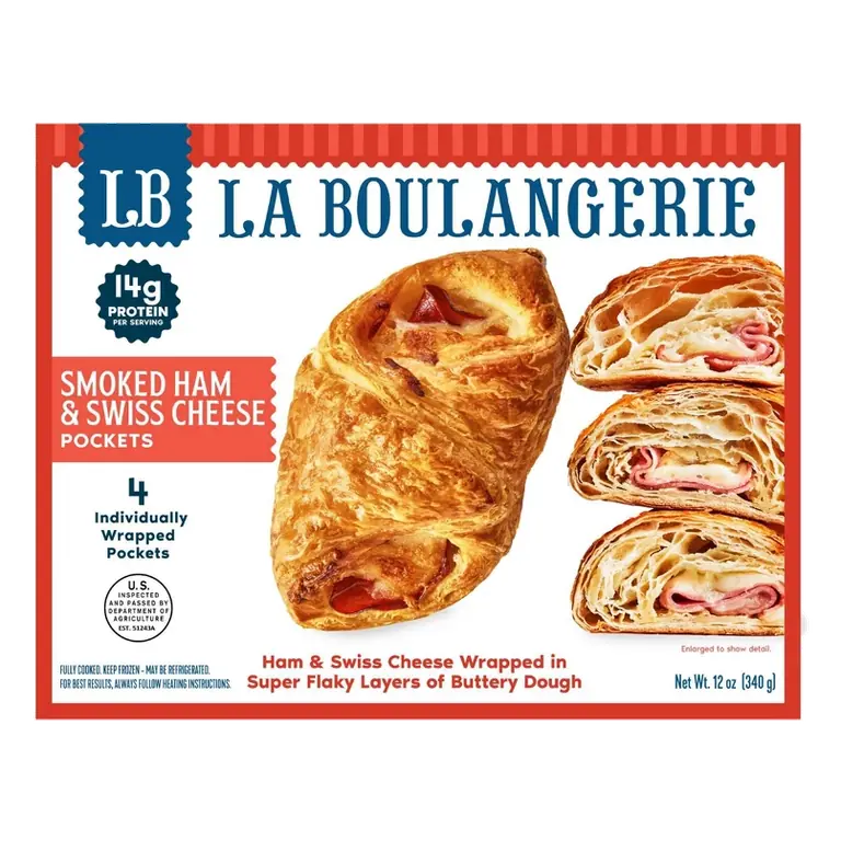 La Boulangerie Smoked Ham & Swiss Cheese Pockets, 90g/4ct