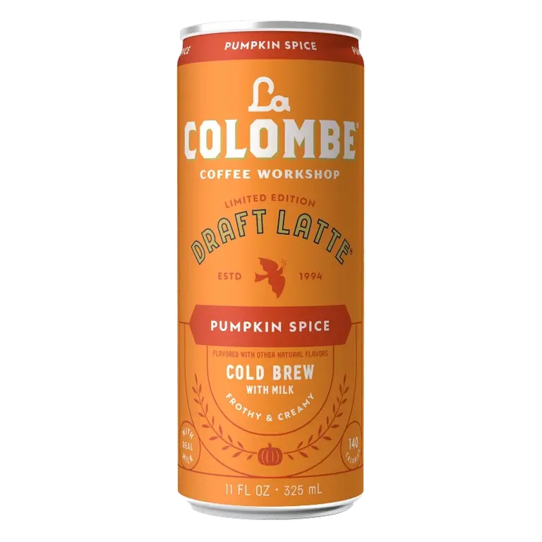 La Colombe Pumpkin Draft Latte, 11 fl oz: Colombian Coffee Variety, Mocha Flavor