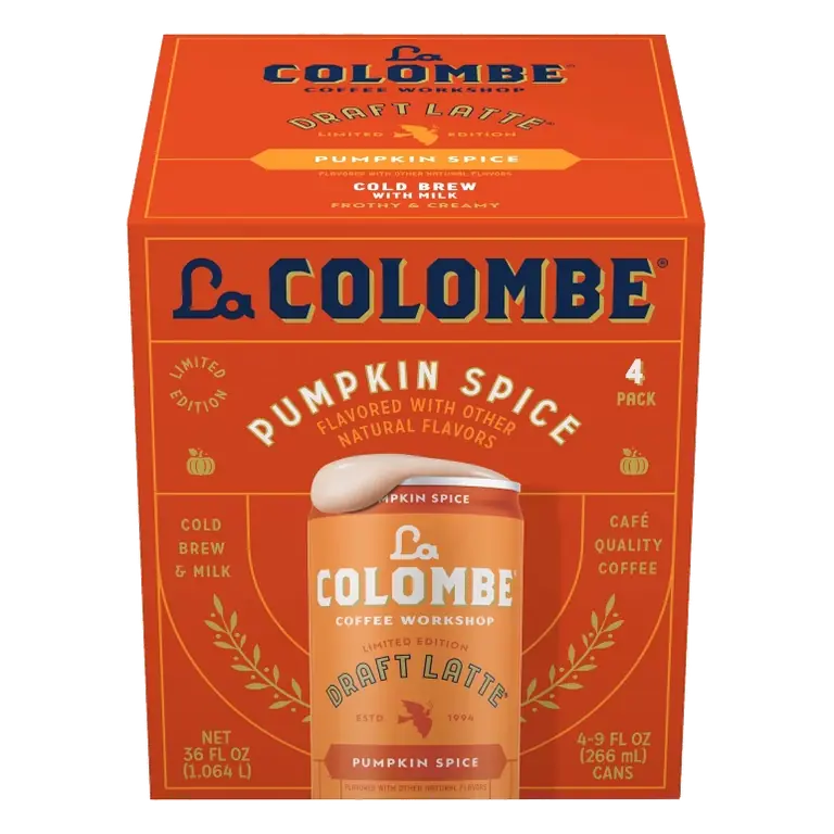 La Colombe Pumpkin Spice Draft Latte, 4pk/9 fl oz Cans: Colombian Coffee Variety