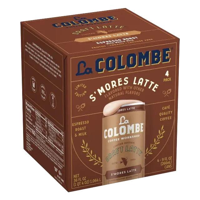 La Colombe S'mores Draft Latte Coffee Drink, 4pk/9 fl oz Cans: Colombian Coffee Variety, Espresso Roast