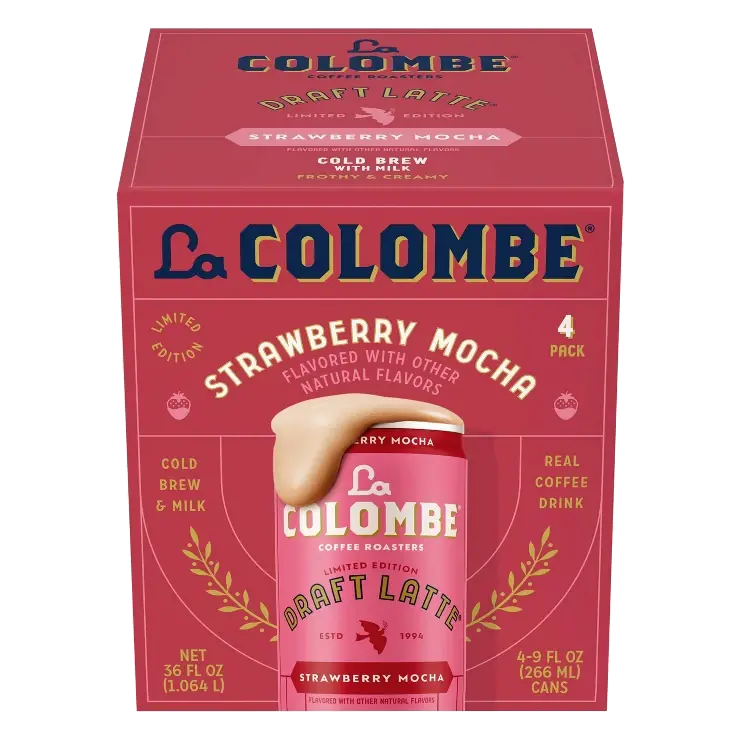 La Colombe Strawberry Mocha Draft Latte Coffee Drink, 4pk/9 fl oz Cans: Colombian Variety