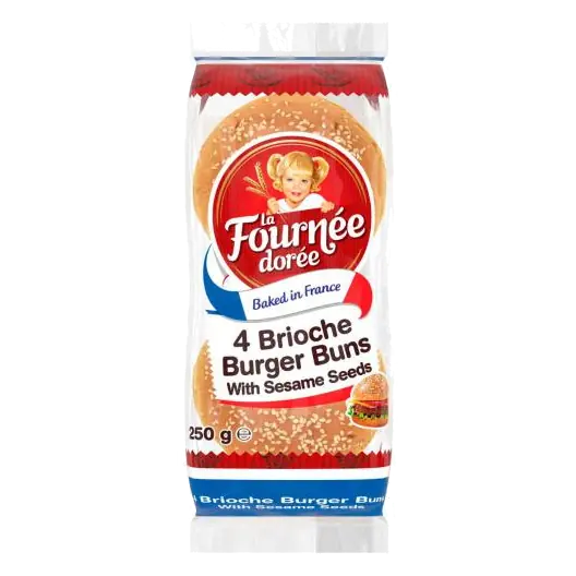 Brioche Burger Buns With Sesame Seeds 4 Pack