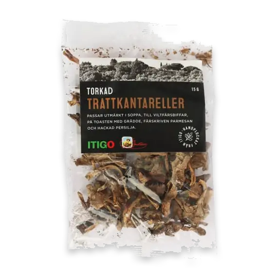 Trattkantarell Torkade