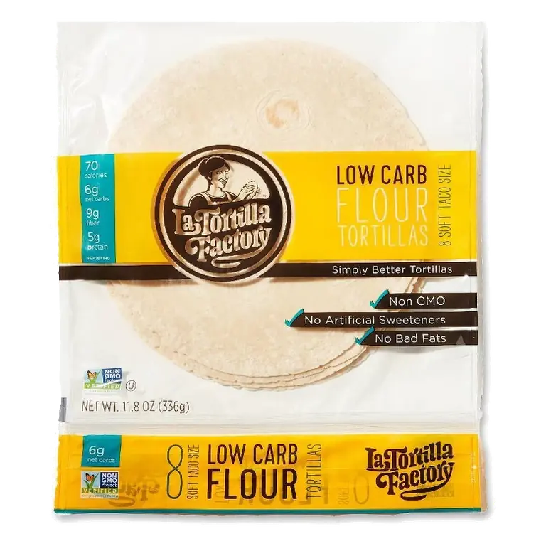 La Tortilla Factory High Fiber Low Carb Traditional Flour Tortillas, 11.8oz/8ct
