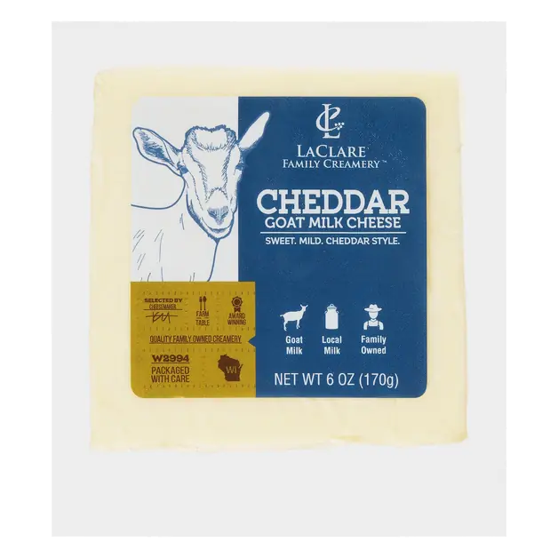 LaClare Family Creamery Cheddar Goat Milk Cheese Wedge