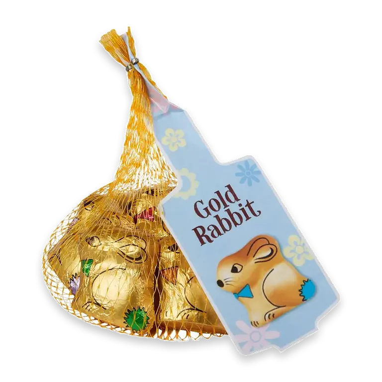 Påsk Fyllda guldharar i nät 70g