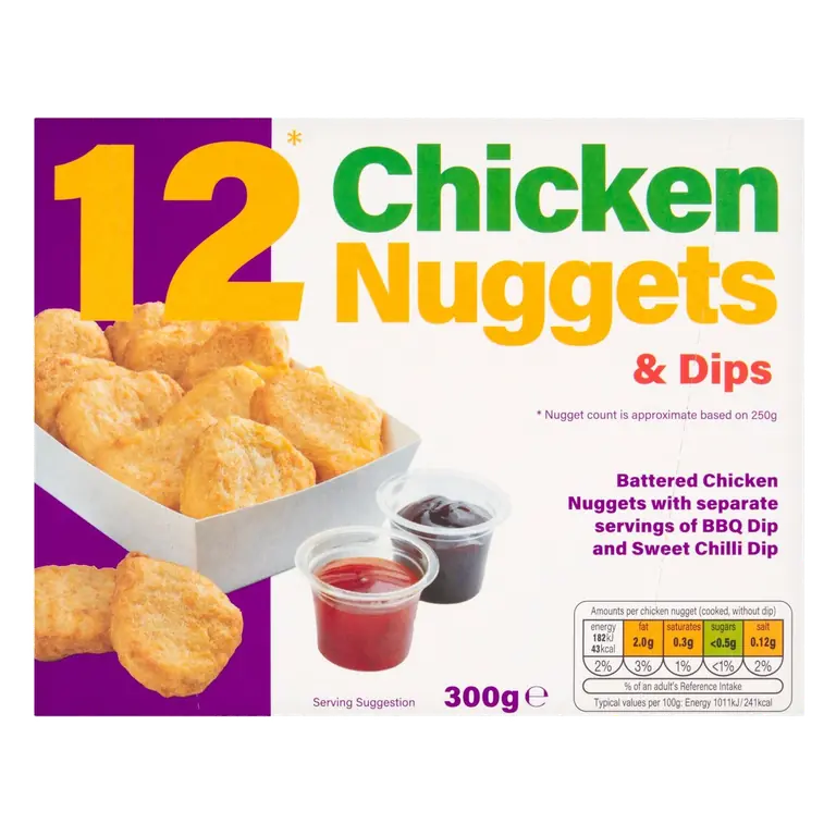 12 Chicken Nuggets With BBQ & Sweet Chilli Dips
