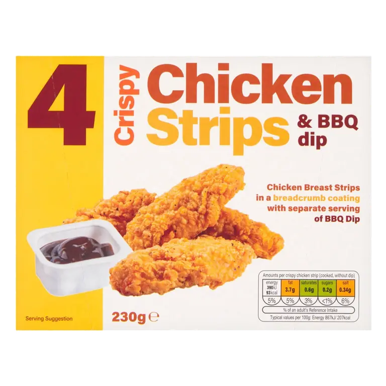 4 Crispy Chicken Strips With BBQ Dip
