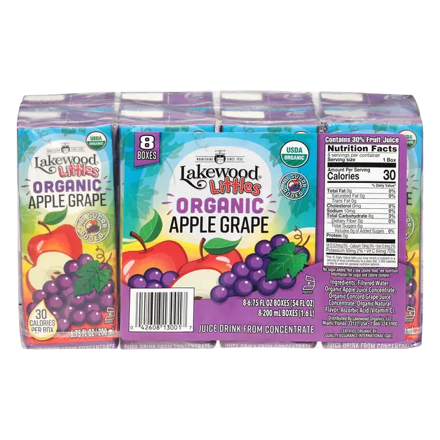 Littles Organic Apple Grape Juice Drink from Concentrate - 8 pk