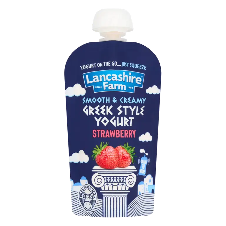 Lancashire Farm Greek Style Strawberry Yogurt Pouch 125g