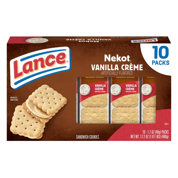 Nekot Vanilla Creme Sandwich Cookie Packs - 10 ct