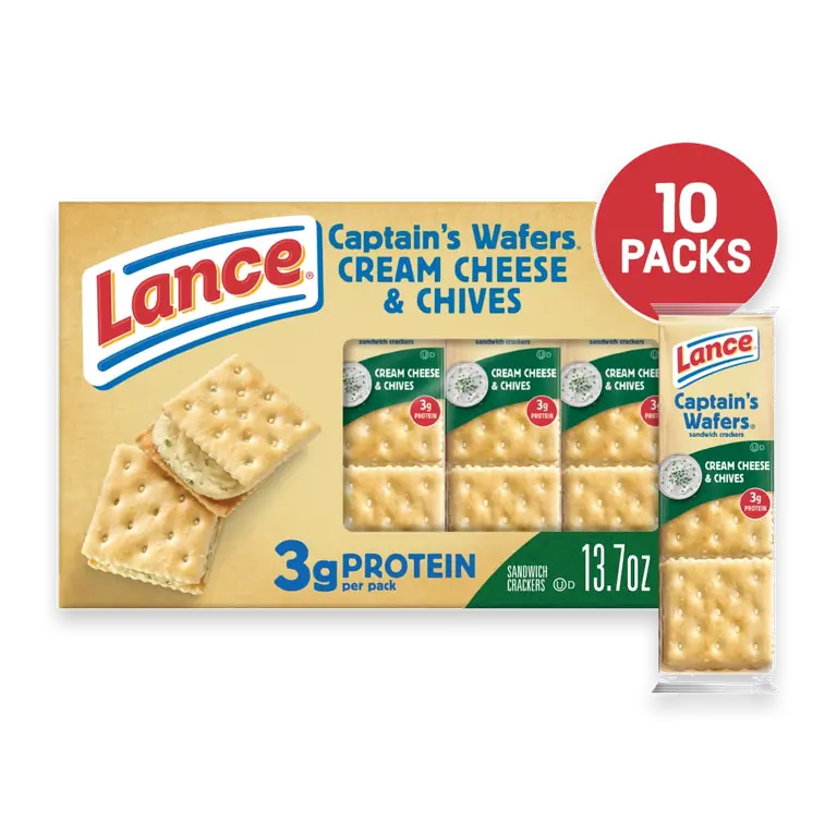 Sandwich Crackers Captain's Wafers Cream Cheese And Chives 10 Packs