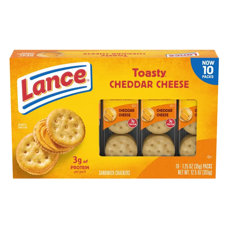 Sandwich Crackers, Toasty Cheddar, 10 Individually Wrapped Packs, 6 Sandwiches Each