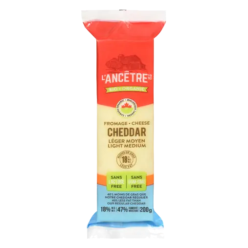 Organic Light Medium Cheese Cheddar 200 g