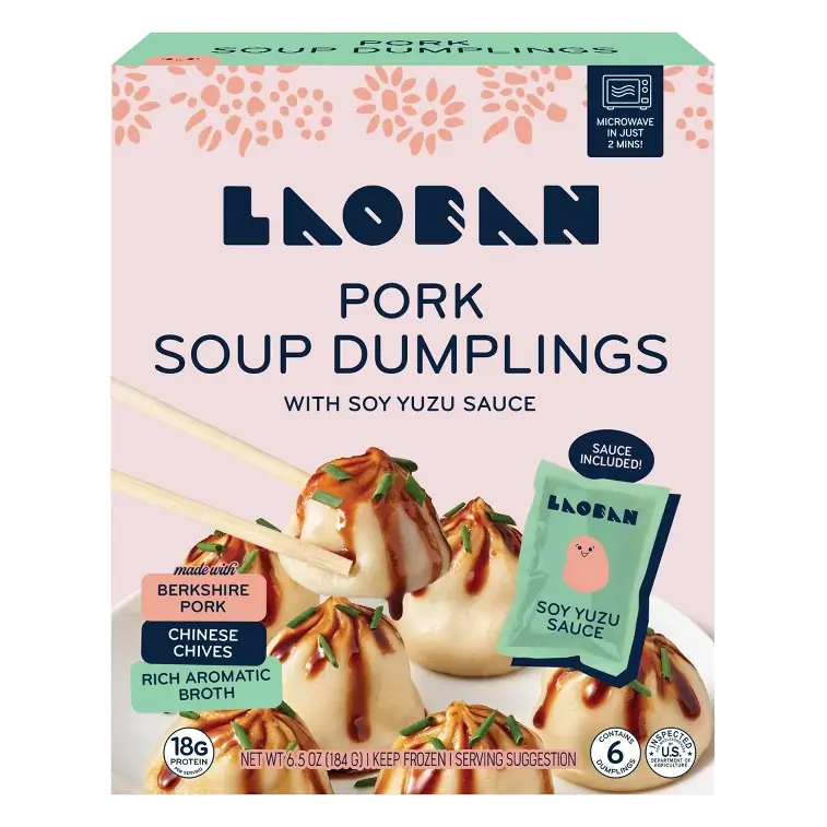 Laoban Pork Soup Dumplings with Sauce Packet, 6.5oz