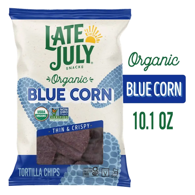 Snacks, Thin and Crispy Organic Tortilla Chips, Blue Corn