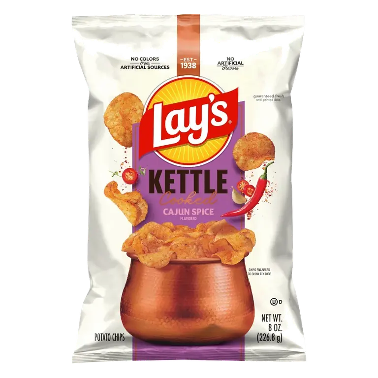 Lay's Kettle Cooked Cajun Spice Potato Chips, 8oz