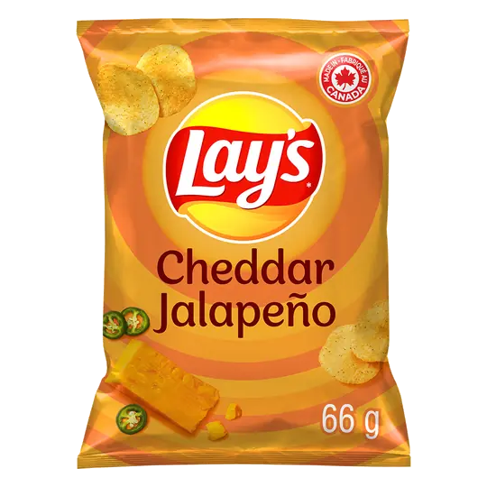 Cheddar Jalapeño Flavoured Potato Chips (small bag) 66 g