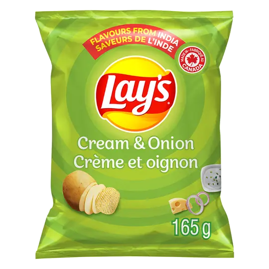 Potato Chips Cream & Onion Ridged Flavoured 165 g