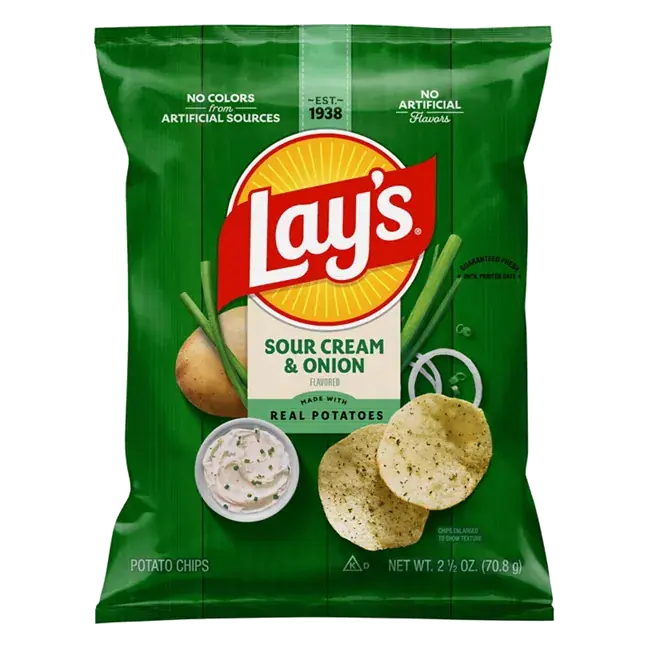 Potato Chips Sour Cream & Onion Flavored 2 1/2 Oz