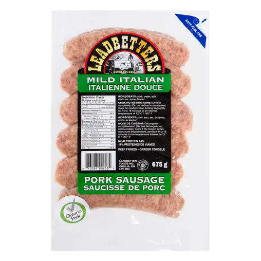 Leadbetters Frozen Pork Sausage Mild Italian 675 g