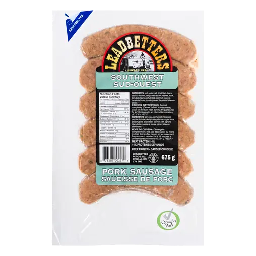 Leadbetters Frozen Pork Sausage Southwest 675 g